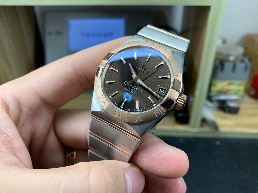 VS공장 오메가 컨스틸레이션 38MM 로즈골드 콤비 브라운바인덱스 브레이슬릿
