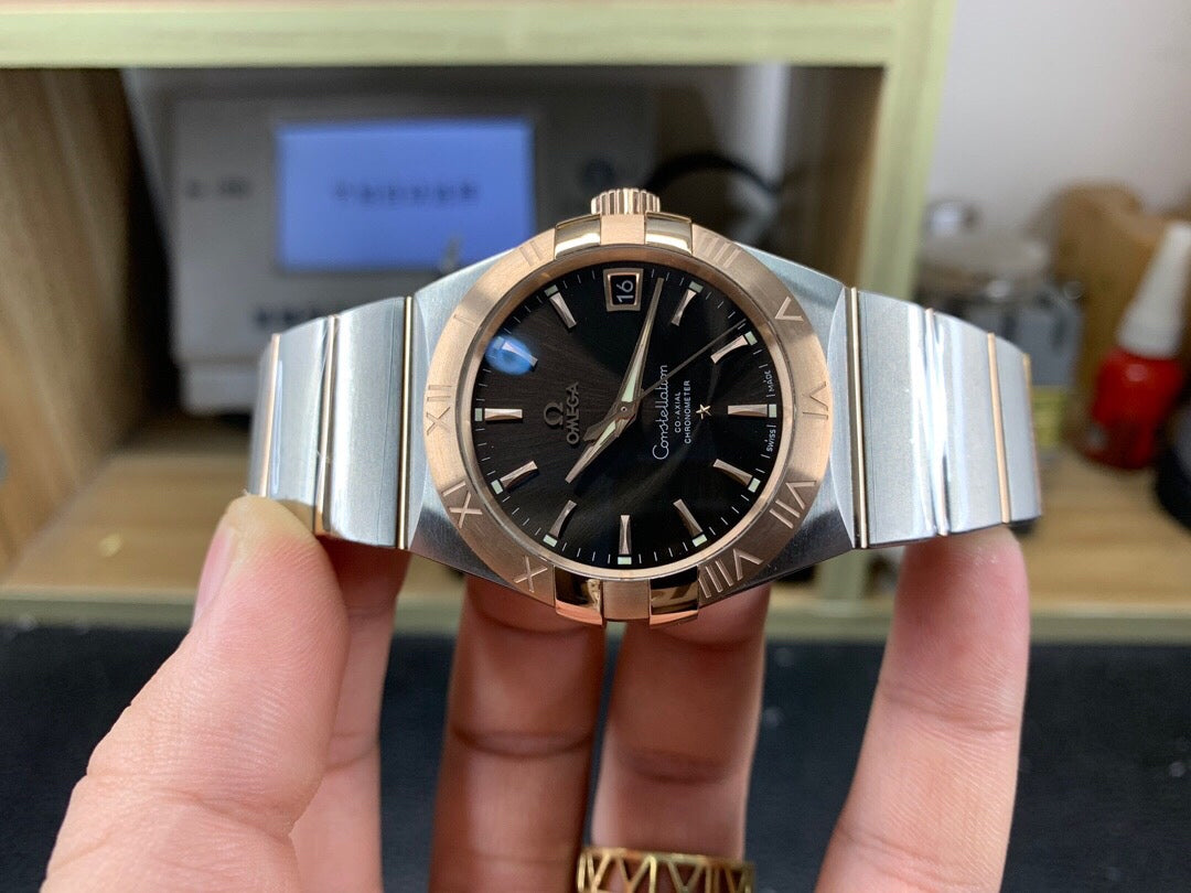 VS공장 오메가 컨스틸레이션 38MM 로즈골드 콤비 브라운바인덱스 브레이슬릿