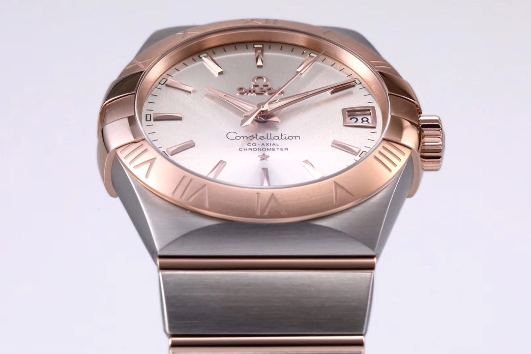 VS공장 오메가 컨스틸레이션 38MM 로즈골드 콤비 실버바인덱스 브레이슬릿