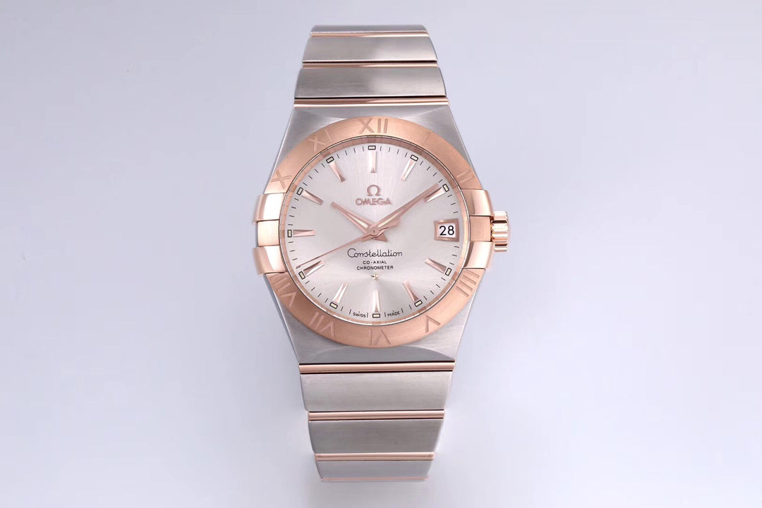 VS공장 오메가 컨스틸레이션 38MM 로즈골드 콤비 실버바인덱스 브레이슬릿