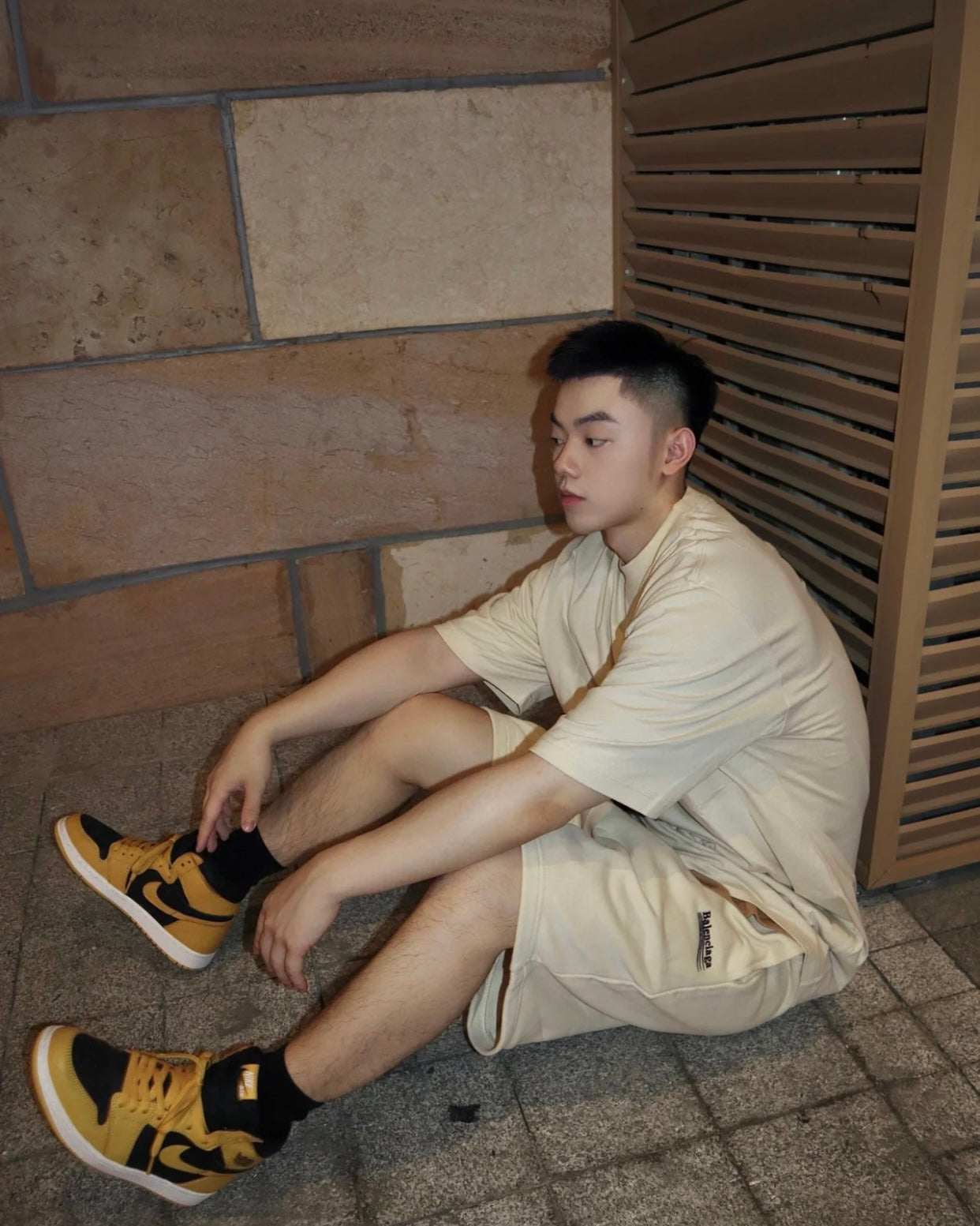 TJ / 발렌시아가 반바지 , 𝗕𝗔𝗟𝗘𝗡𝗖𝗜𝗔𝗚𝗔 클래식 콜라 레터로고 남성 캐주얼반바지
