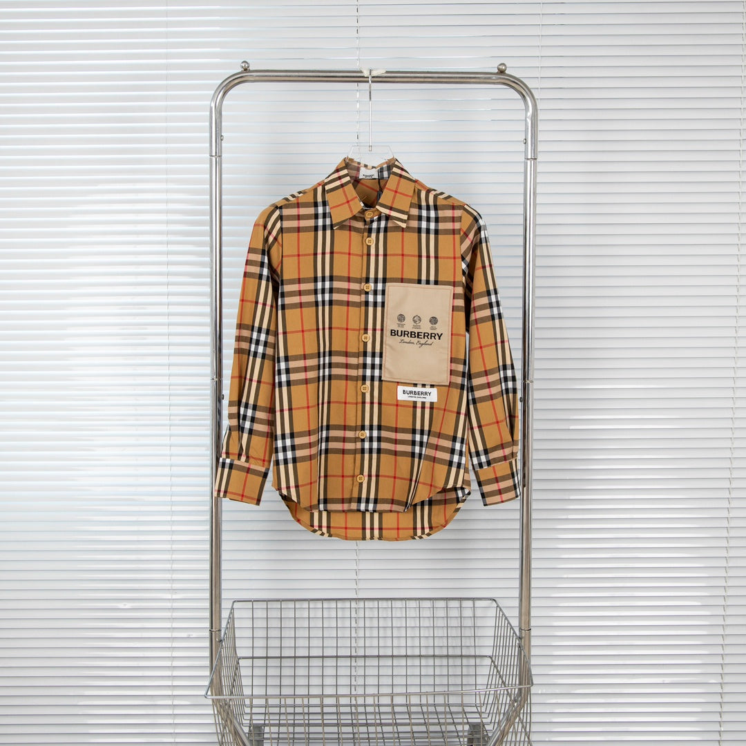 체인2호 / 버버리 셔츠, Burberry 2023ss 새 라벨 아플리케 체크 코튼 포플린 긴팔 셔츠