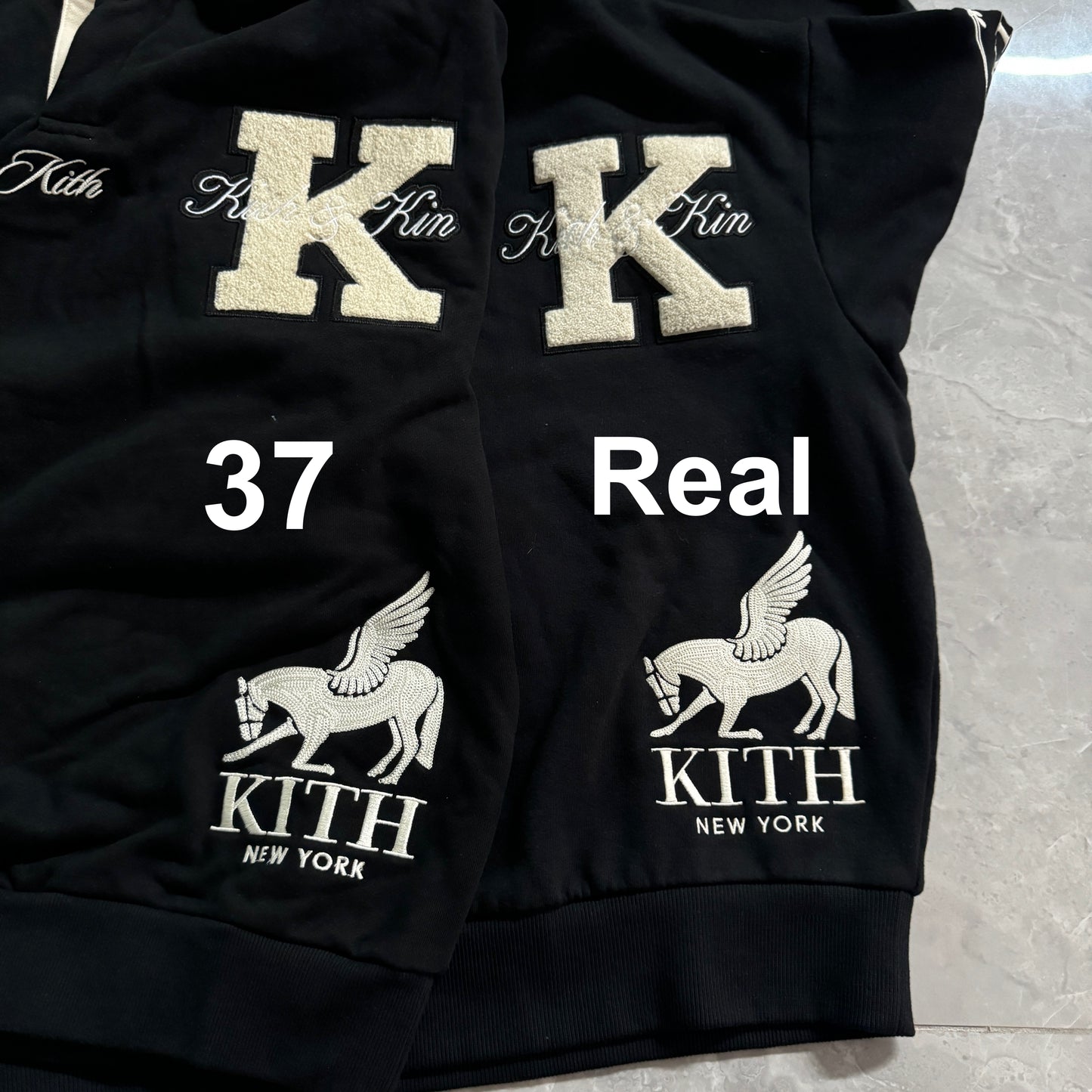 37도 / KITH Nelson Colared Pullover 레터링 지도자수 폴로 맨투맨