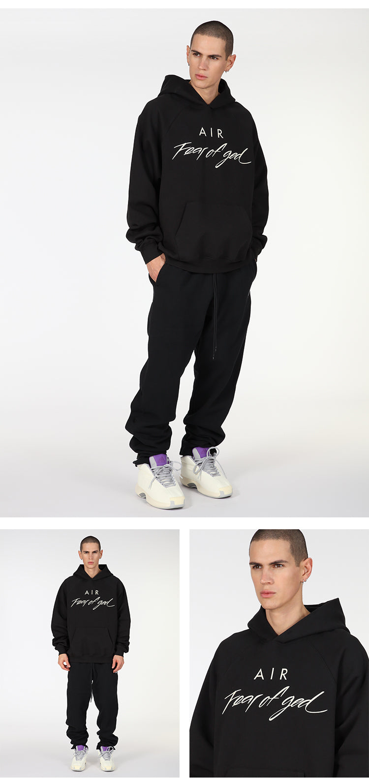 세나 / FEAR FEAR OF GOD AIR 공동 하이 스트리트 루즈 캐주얼 스포츠 접착 후드