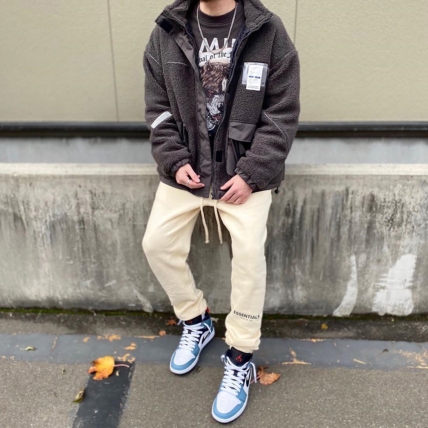 세나 / FOG ESSENTIALS FEAR OF GOD 더블 라인 하이 스트리트 캐주얼 스포츠 3M 반사 바지