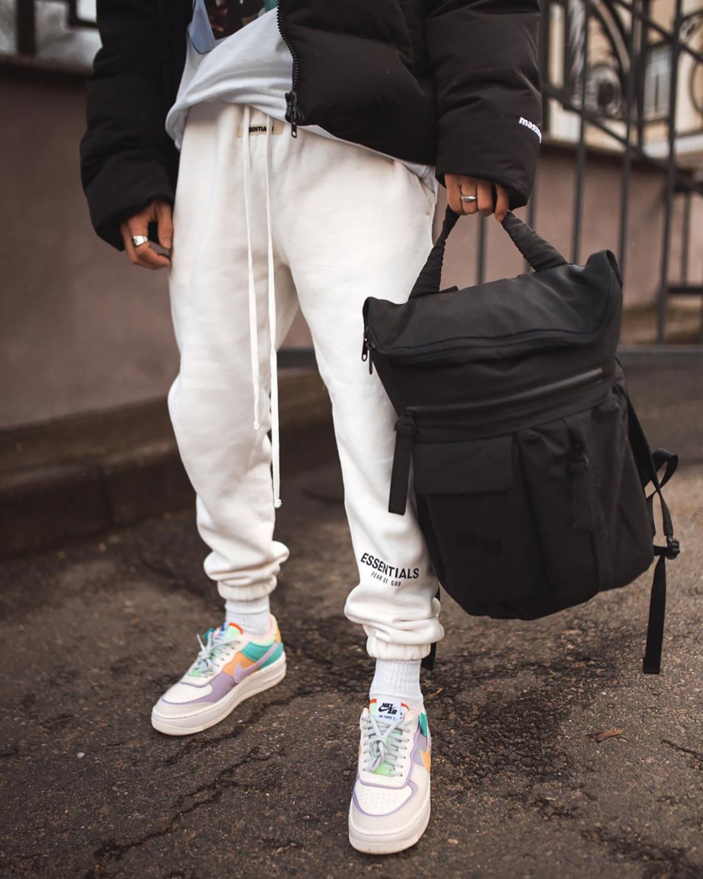 세나 / FOG ESSENTIALS FEAR OF GOD 더블 라인 하이 스트리트 스포츠 및 레저 3M 반사 바지