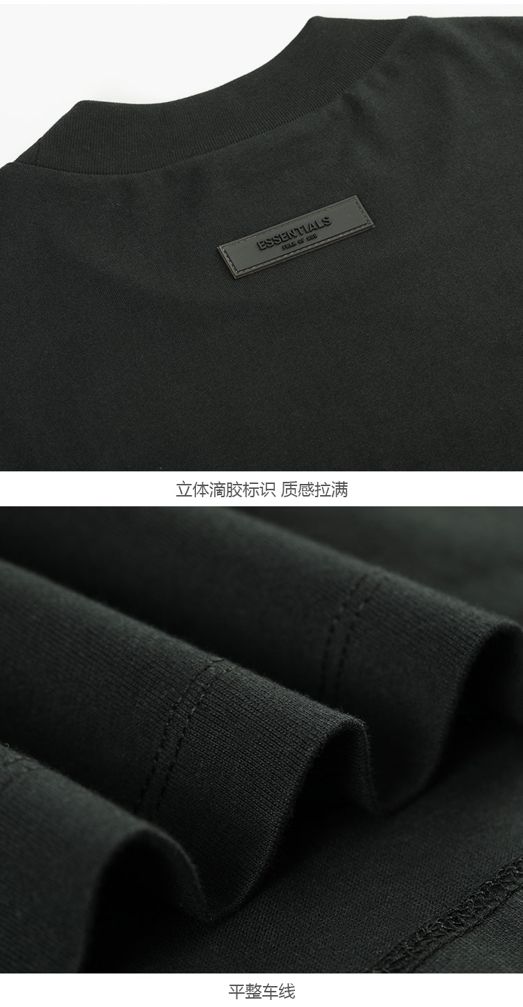 세나 / 더블 라인 하이 스트리트 루즈 캐주얼 백 플로킹 플로킹 프린팅 반팔