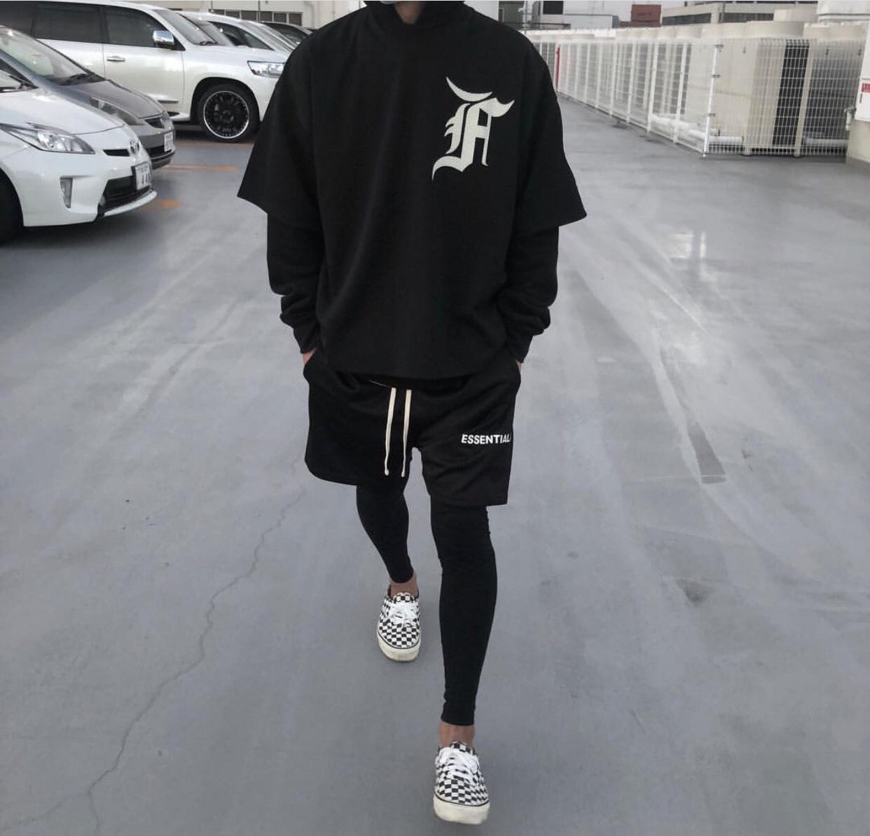 세나 / FOG ESSENTIALS FEAR OF GOD 이중선 문자 하이 스트리트 스포츠 캐주얼 반바지 남성 조수
