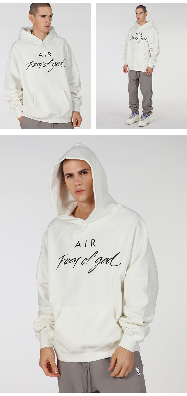 세나 / FEAR FEAR OF GOD AIR 공동 하이 스트리트 루즈 캐주얼 스포츠 접착 후드