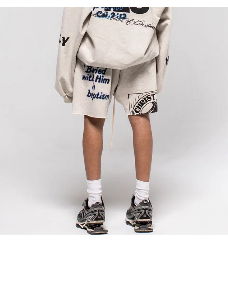 세나 / RRR123 FOG FEAR OF GOD 하이 스트리트 루스 캐주얼 프린트 Holy Jesus Washing Shorts