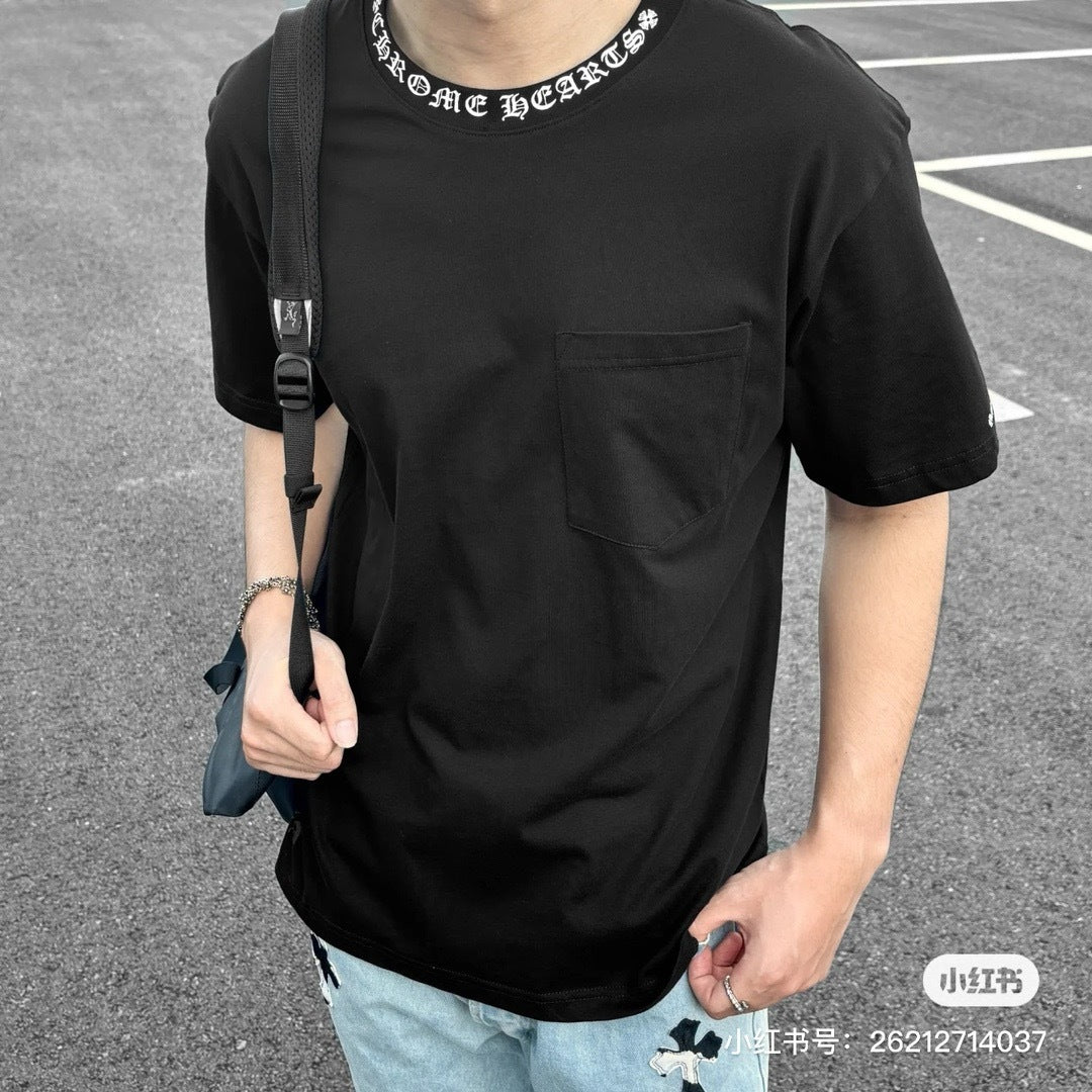 대리석 / 크롬하츠 넥로고 워싱 반팔 티셔츠