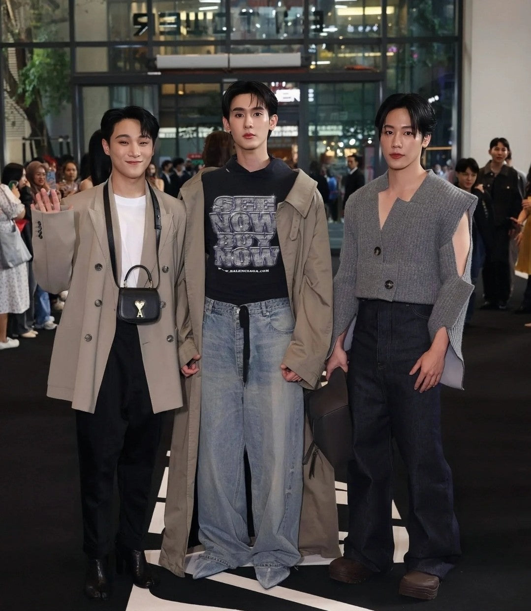 GTR / 발렌시아가 청바지 , BLCG 24SS 드로스트링 디스트로이드 와이드 레그 진