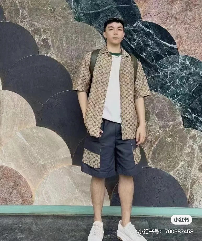 체인2호 / Gucc*/Gucci 2023 FW 초가을 신상 더블 G 자카드 반팔 셔츠