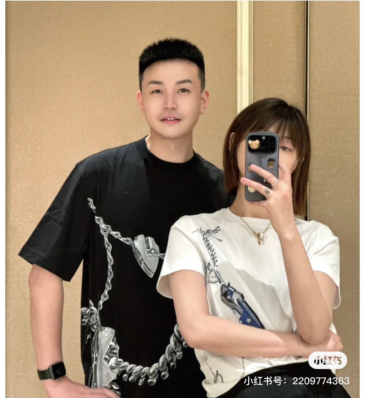체인2호 / 버버리 반팔, burberr*/Bbr 버버리 2024ss 봄 여름 신작 체인 프린트 라운드 넥 반팔