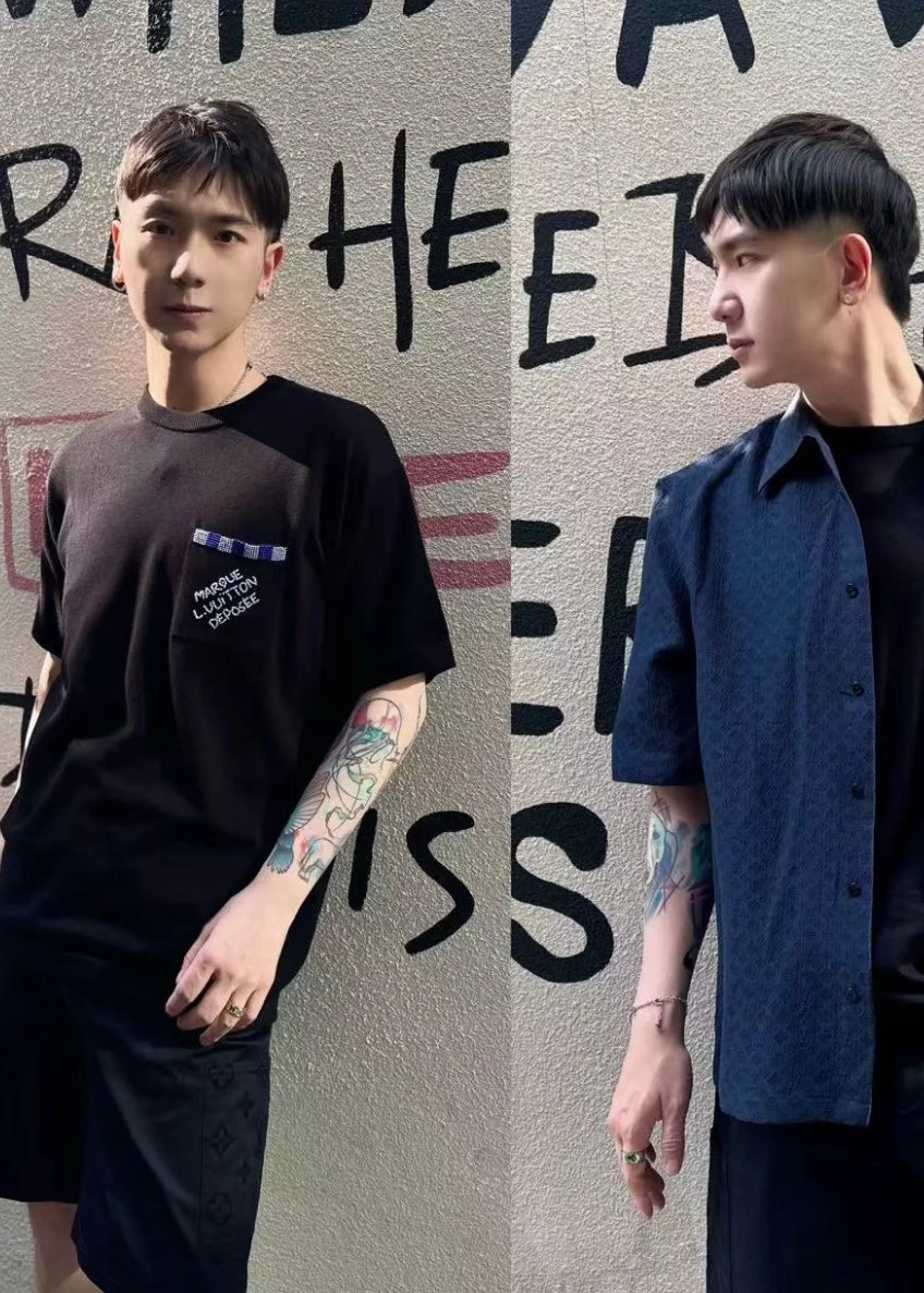 TJ셀러 / 루이비통 반팔티 , LV 코튼 쇼트 슬리브 비즈 크루넥 셔츠