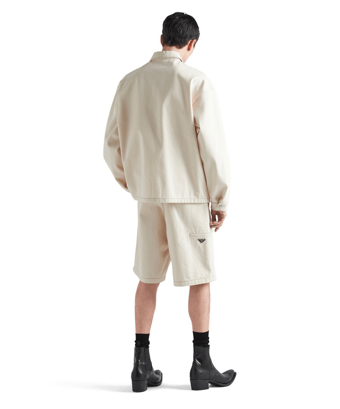 체인2호 / 프라다 반바지, 삼각형 로고가 있는 Prada 데님 반바지