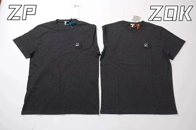 ZOK / 로에베 반팔티 ,로고 자수 차콜 그레이