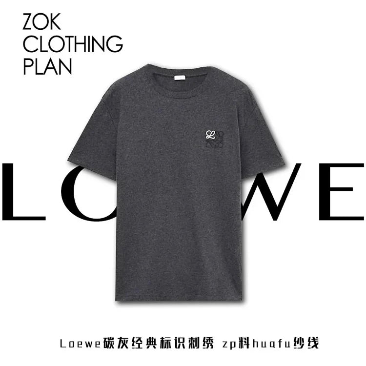 ZOK / 로에베 반팔티 ,로고 자수 차콜 그레이