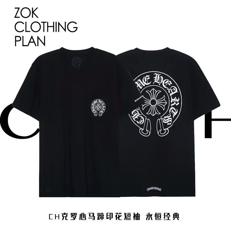ZOK / 크롬하츠 반팔티 , 등판 말발굽 프린트 로고 반팔