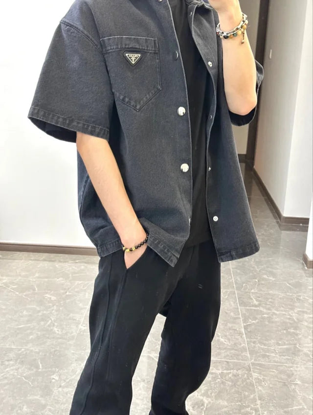 꼬부기 / 프라다 데님 셔츠 블랙