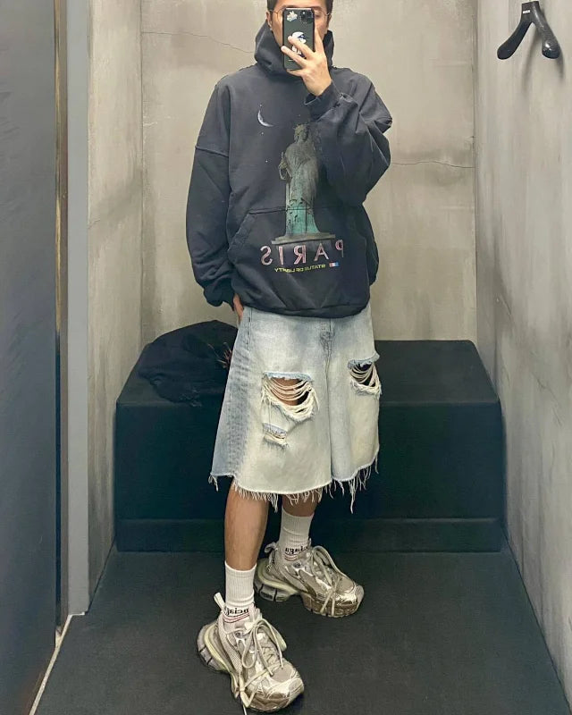 꼬부기 / 발렌시아가 후드티 , 24fw 자유의여신상후드/카멜프린트/3D입체컷팅/핸드메이드