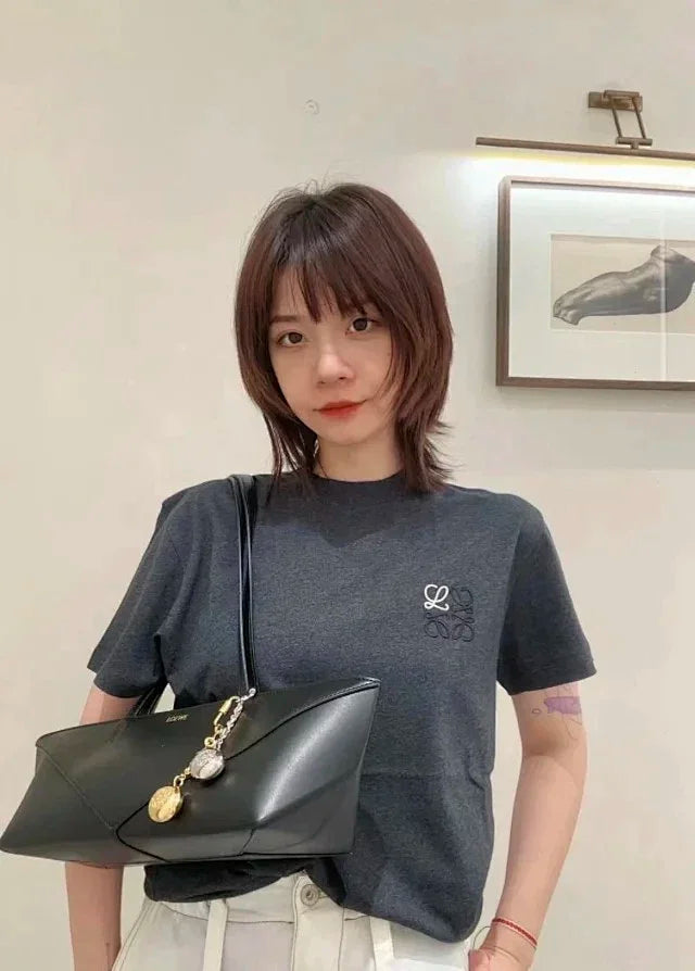 ZOK / 로에베 반팔티 , 로고 자수 차콜그레이