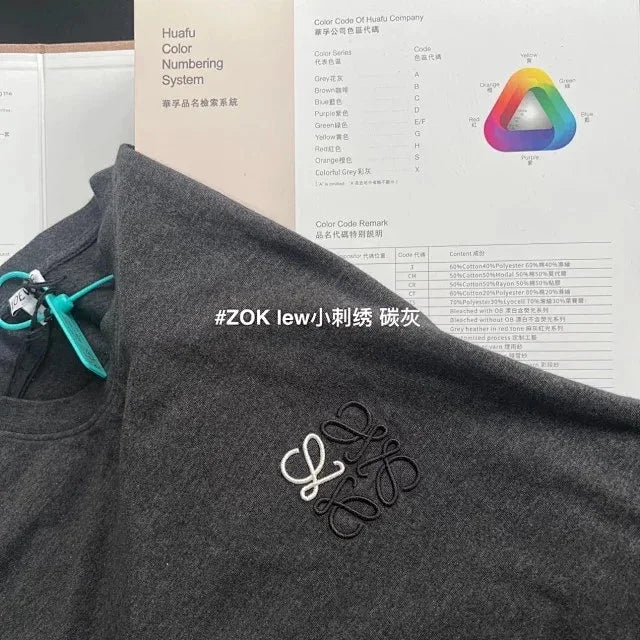 ZOK / 로에베 반팔티 , 로고 자수 차콜그레이