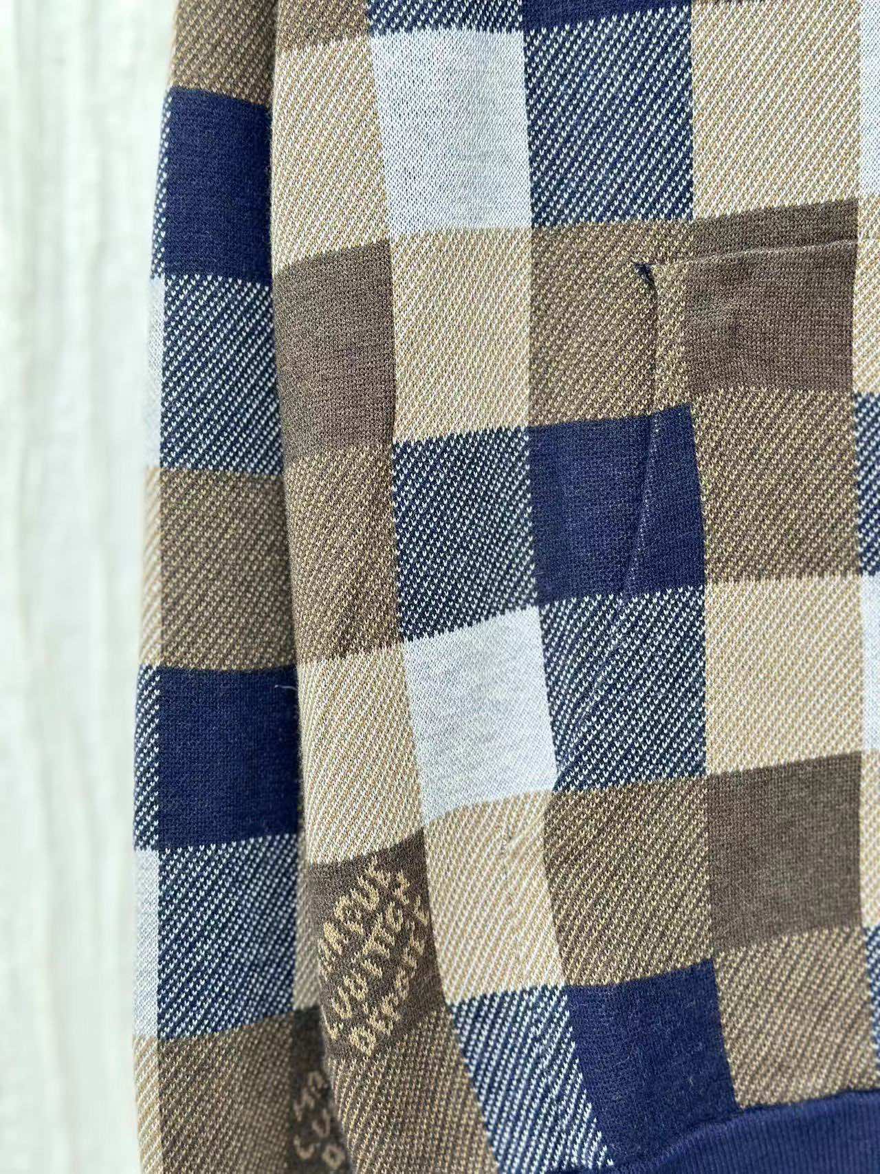 체인2호/루이 FW24 신형 피동 바둑판 합색 모직 후드 후드