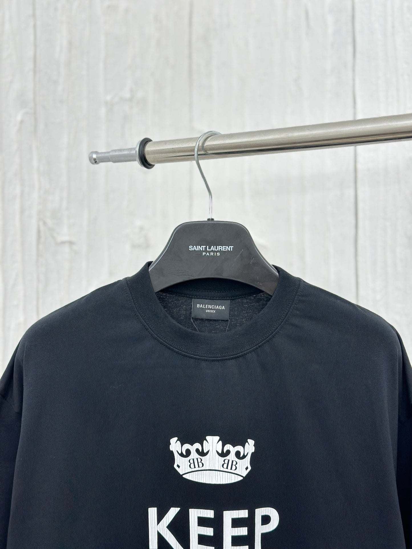 Balenciag 24AW 가을/겨울 워킹 크라운 keep calm 균열 프린트 반팔 티셔츠