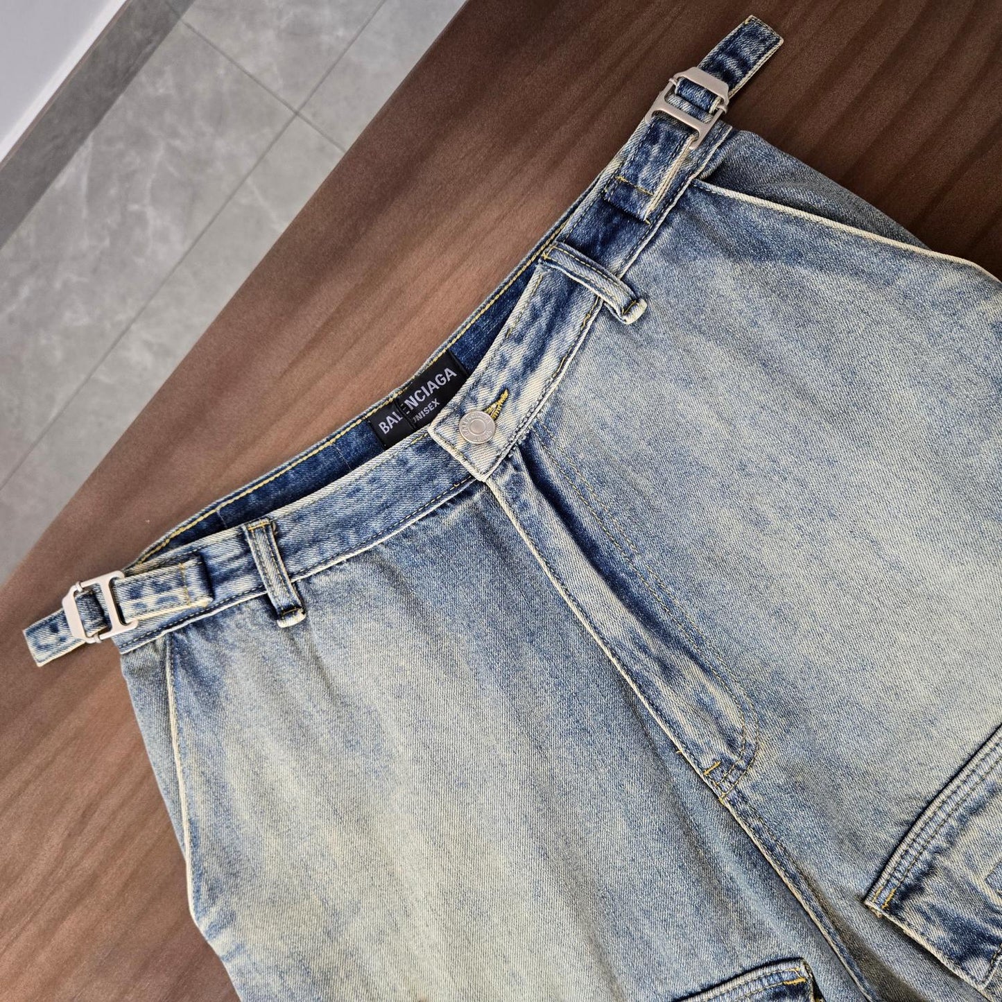 GTR/발렌시아가 남성 탈부착 가능한 멀티포켓 작업복 청바지