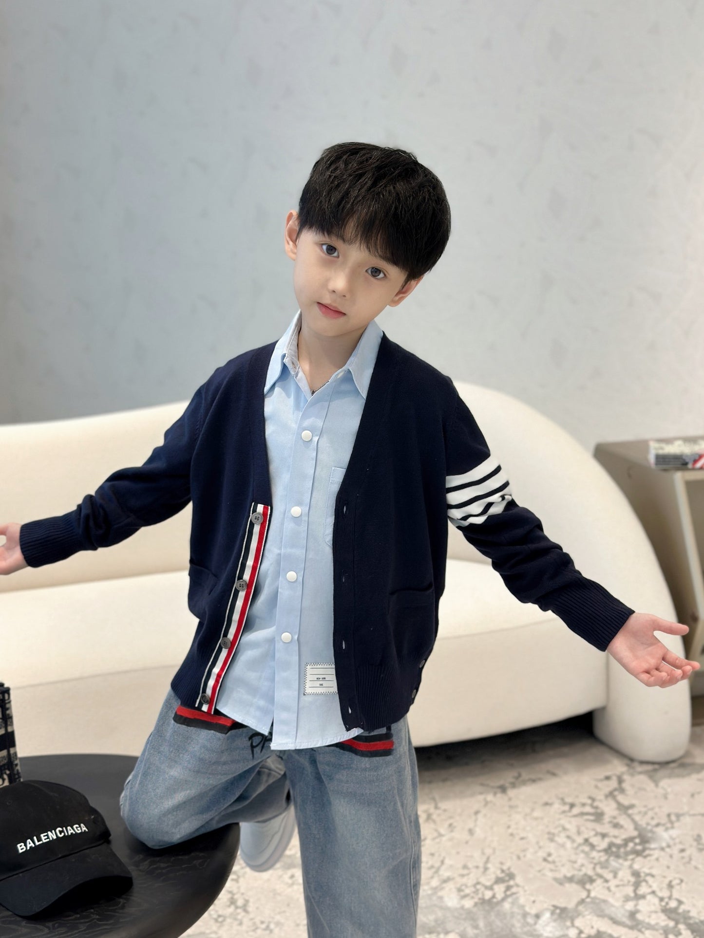 AA/톰브라운 아동 니트 가디건 네이비