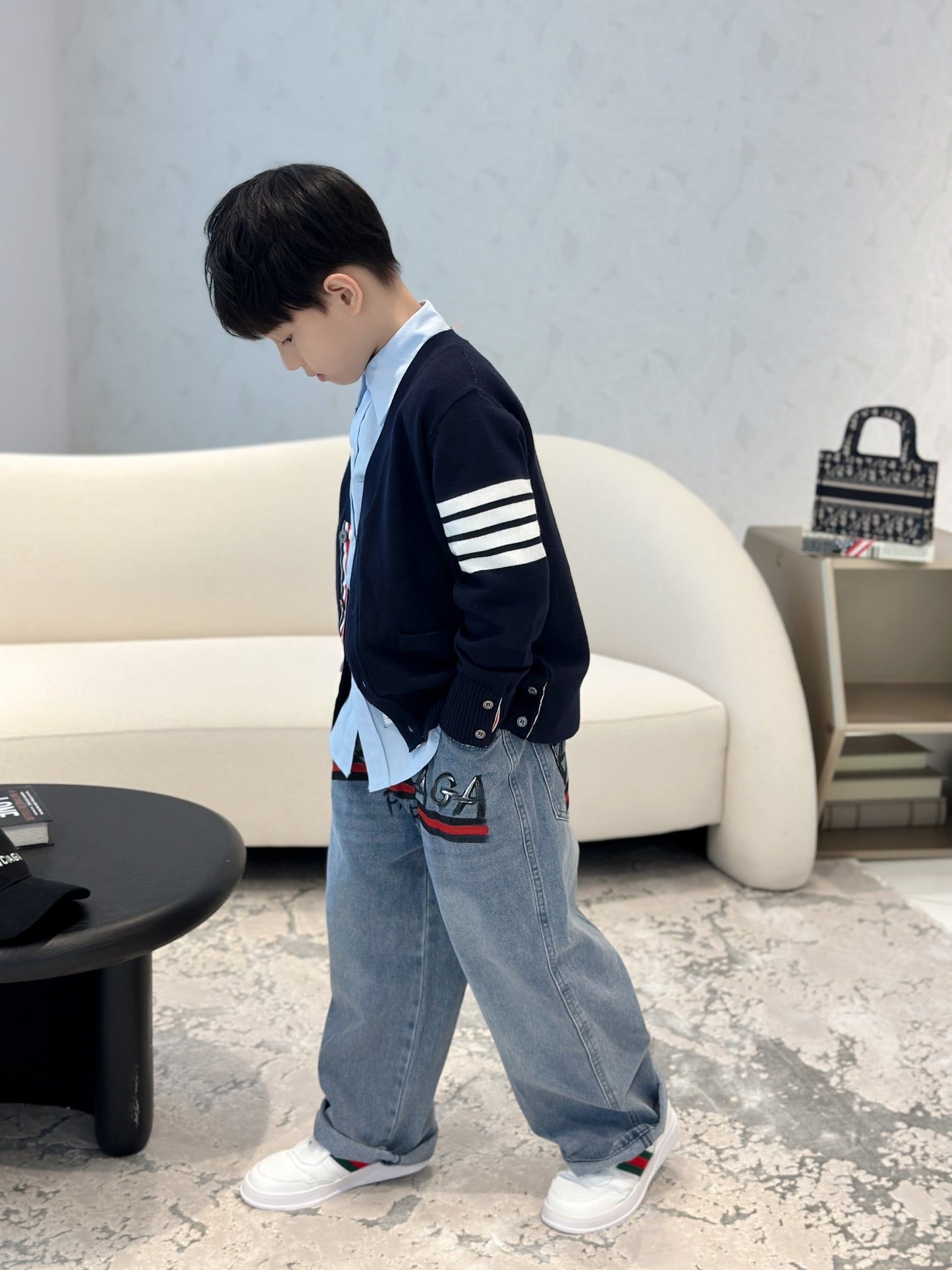 AA/톰브라운 아동 니트 가디건 네이비