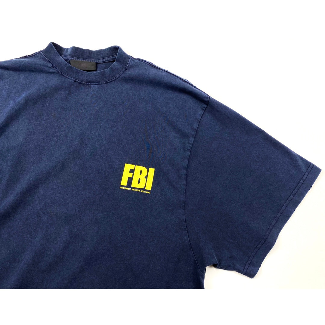 계단집/발렌시아가 남여 워싱 네이비 FBI 반팔