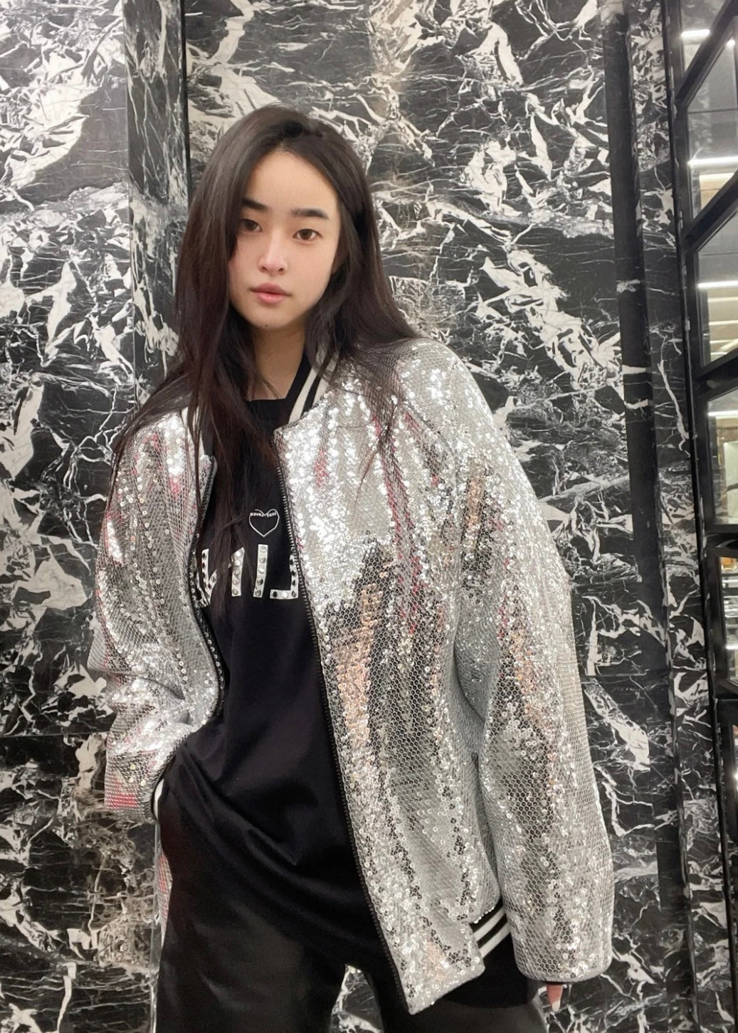 TJ셀러/셀린느 여성 실버 스팽글 자켓