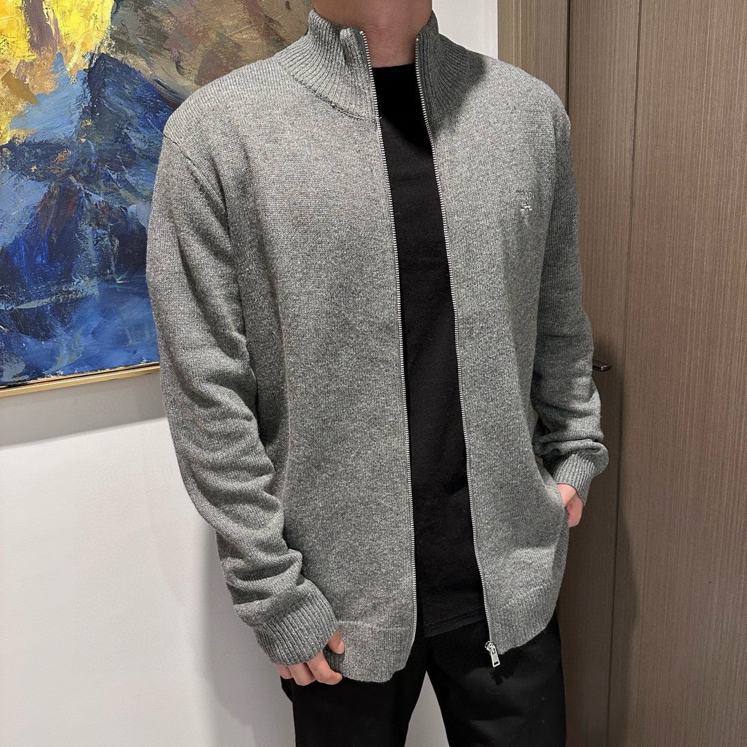 체인2호/프라다 남성 울 자수 지퍼 카디건