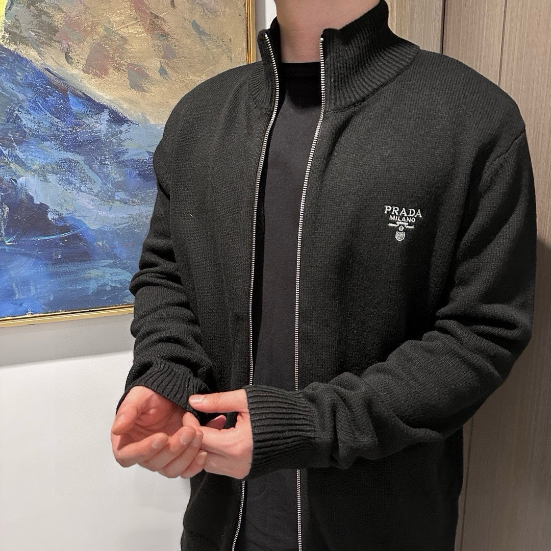 체인2호/프라다 남성 울 자수 지퍼 카디건