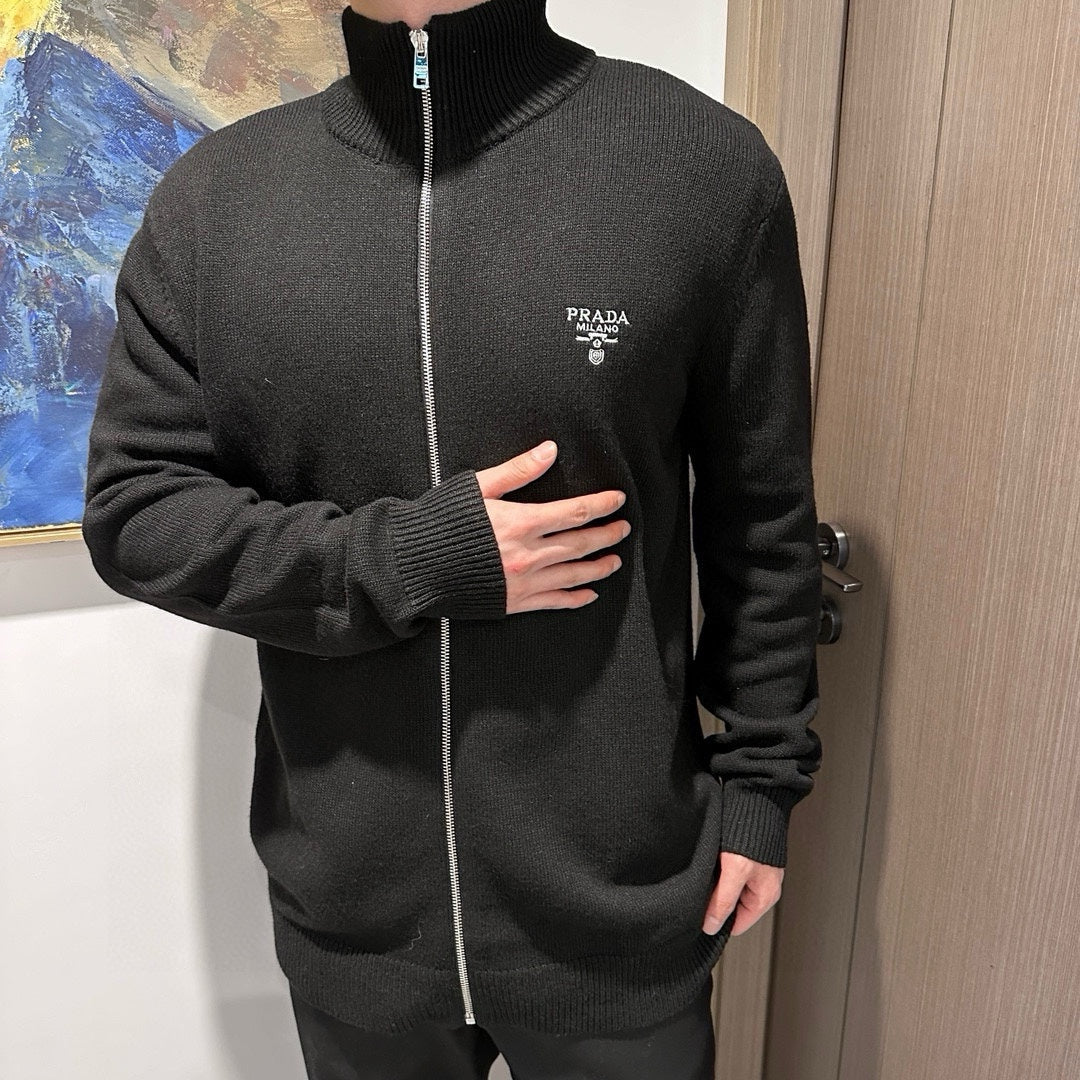 체인2호/프라다 남성 울 자수 지퍼 카디건