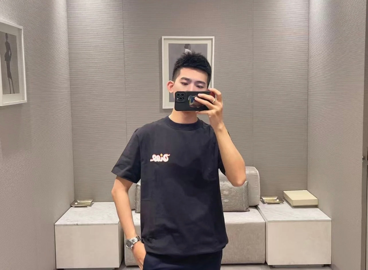 타일공장/디올 남성 여성 가슴 알파벳 자수 반팔 티셔츠