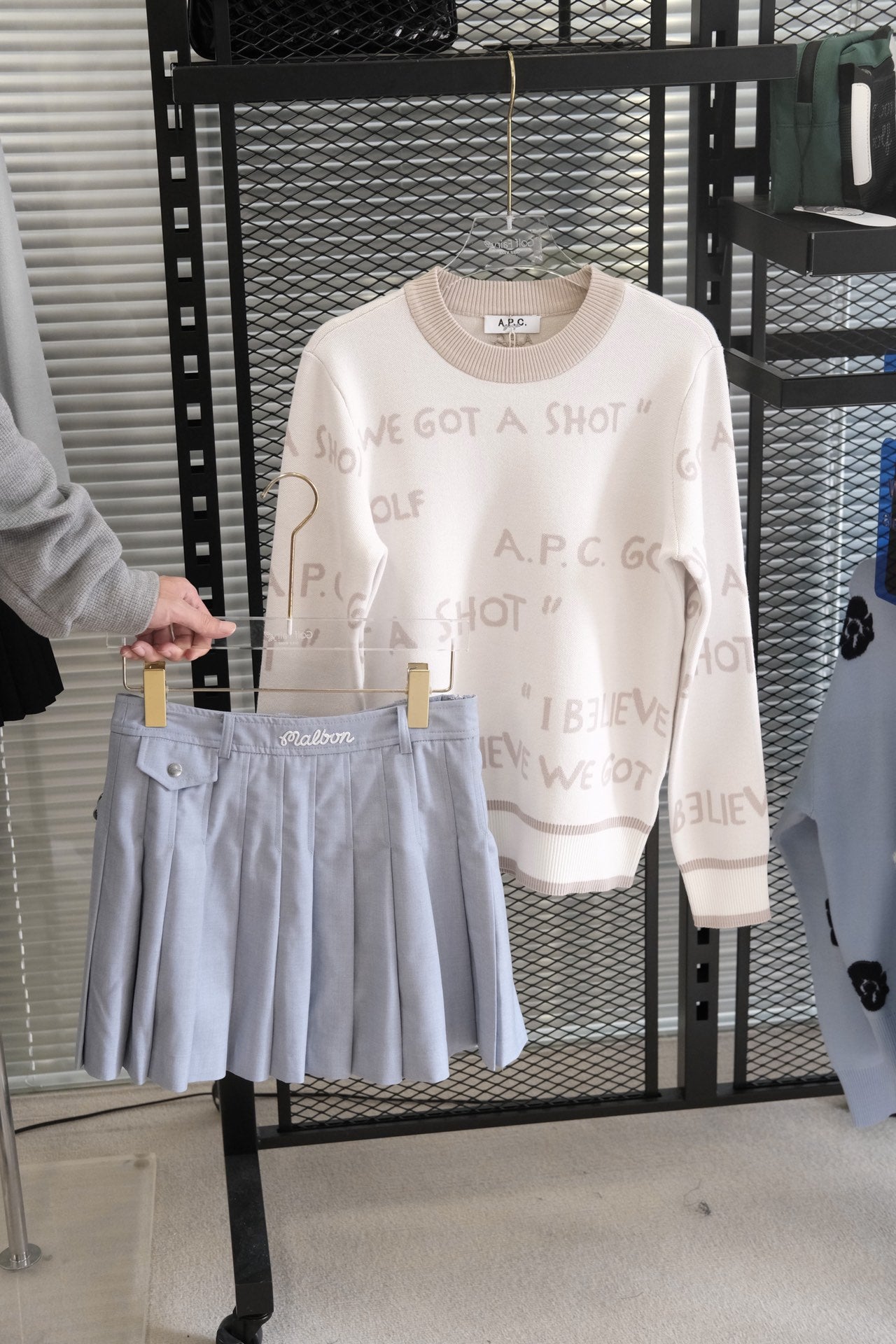 마이골프/APC GOLF 골프 여성 상의 알파벳 프린트 라운드 니트