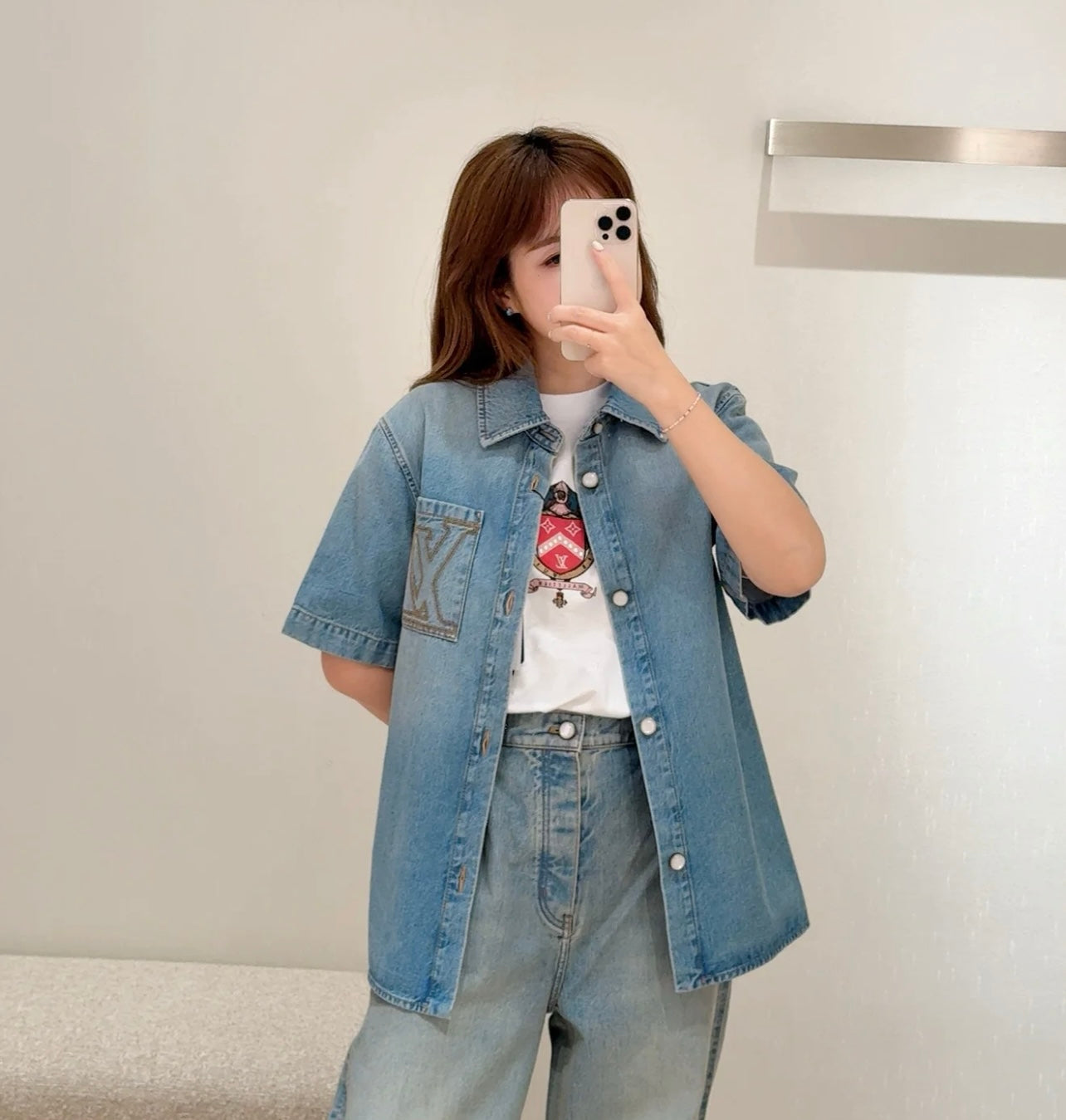 타일공장/루이비통 남성 반팔 데님 셔츠