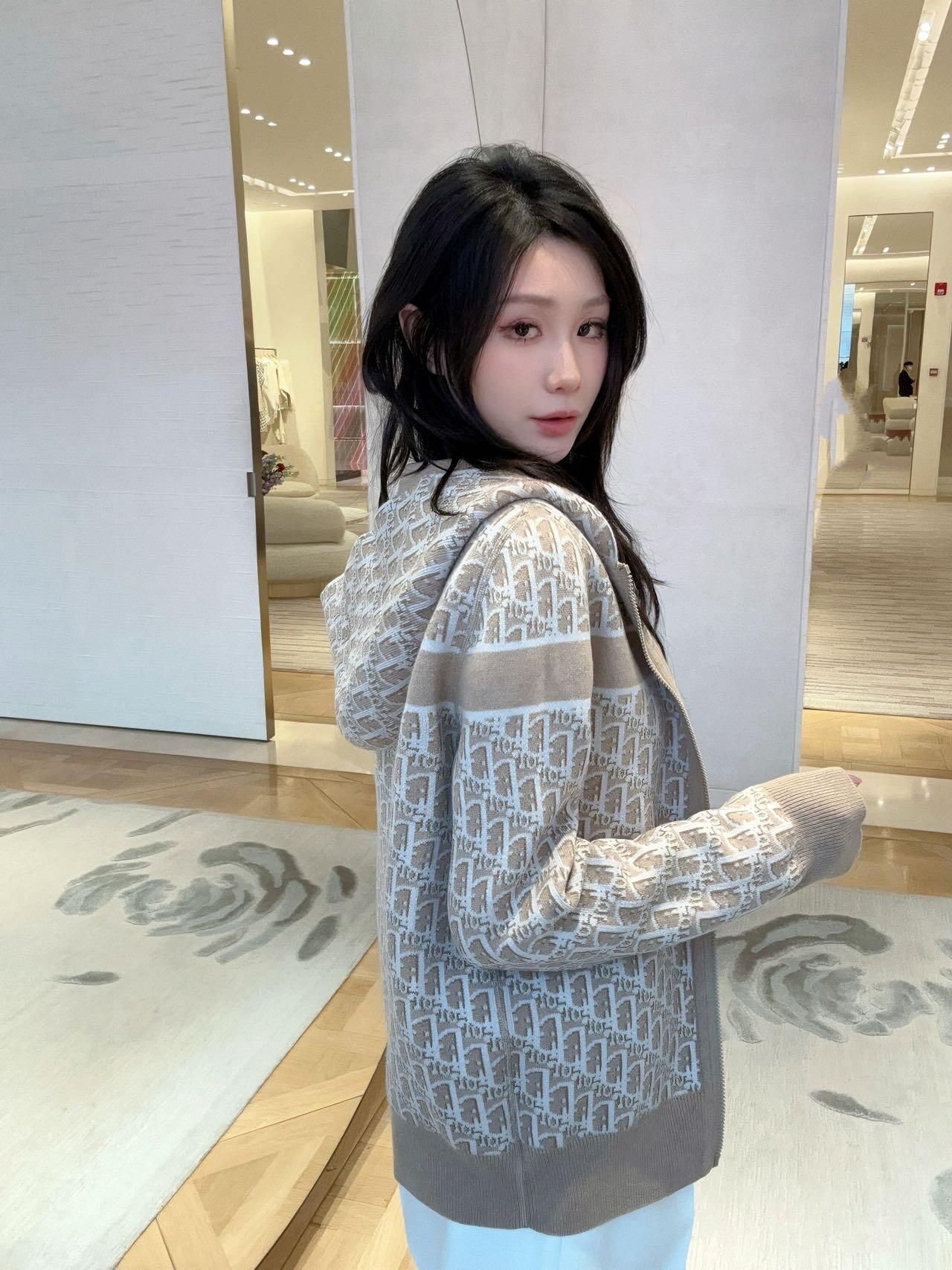 R공장/디올 여성 양면 후드 지퍼 가디건