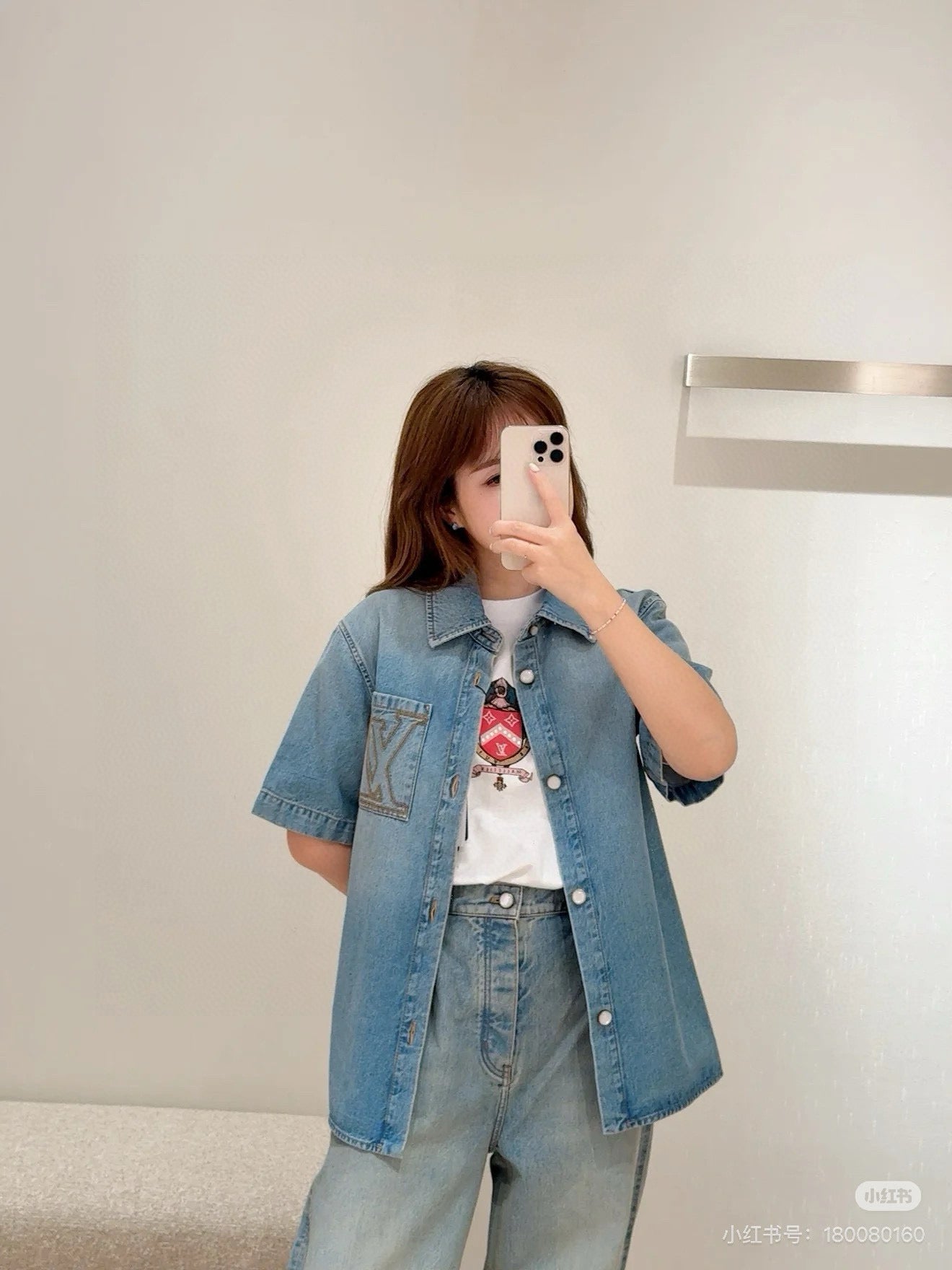 체인2호/루이비통 남성 반팔 데님 셔츠