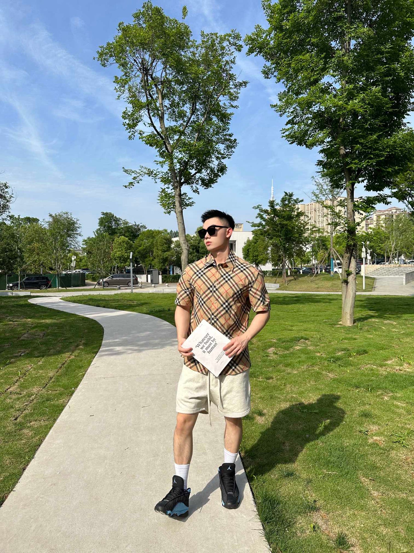 GTR / 버버리 남성 체크 반팔 셔츠
