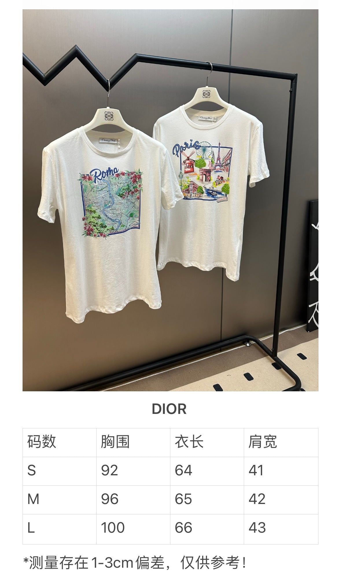 체인2호 / 디올 여성 souvenir 프린트 반팔 티셔츠