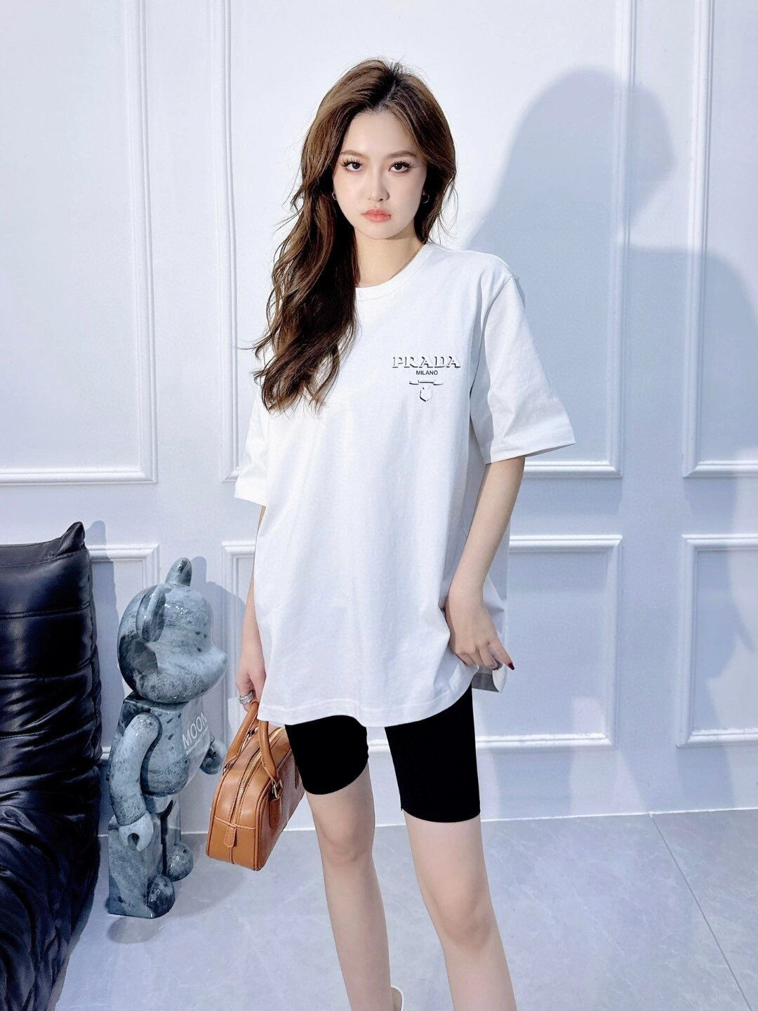 사슬 / 프라다 남성 라운드 반팔 티셔츠 화이트
