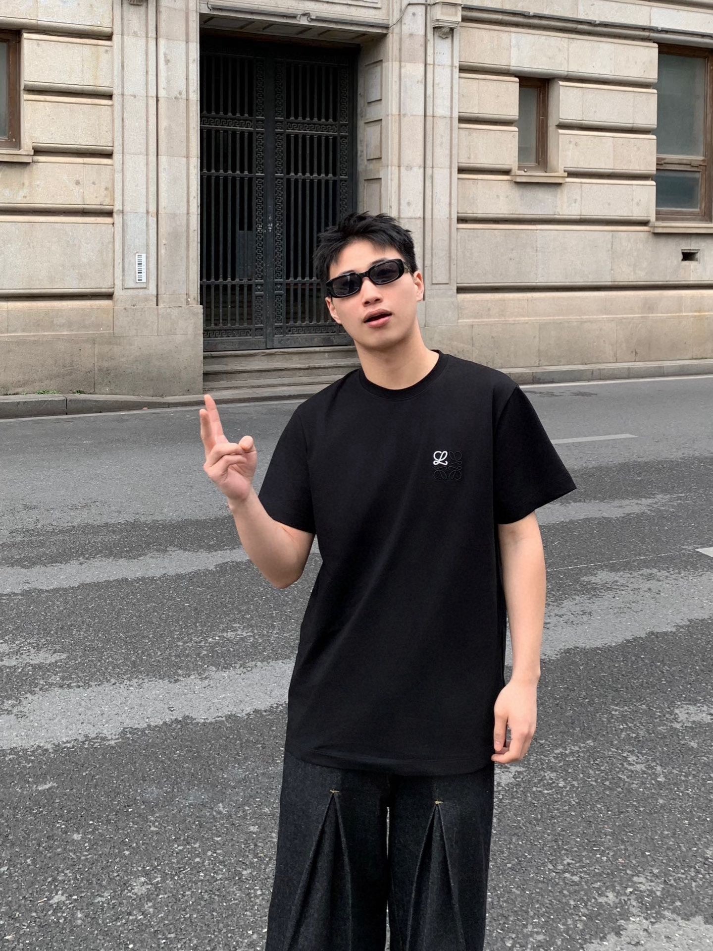 사슬 / 로에베 남성 로고 자수 반팔 티셔츠