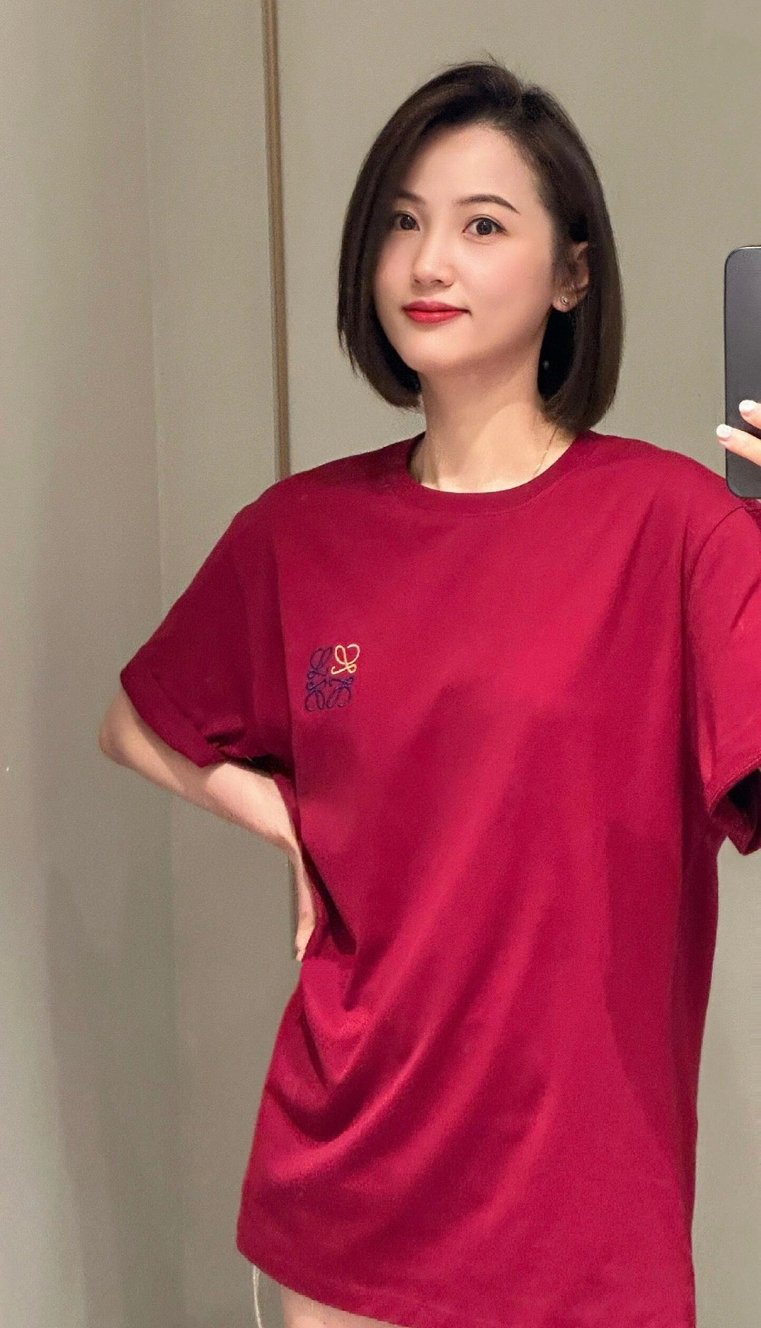 사슬 / 로에베 남성 로고 자수 반팔 티셔츠