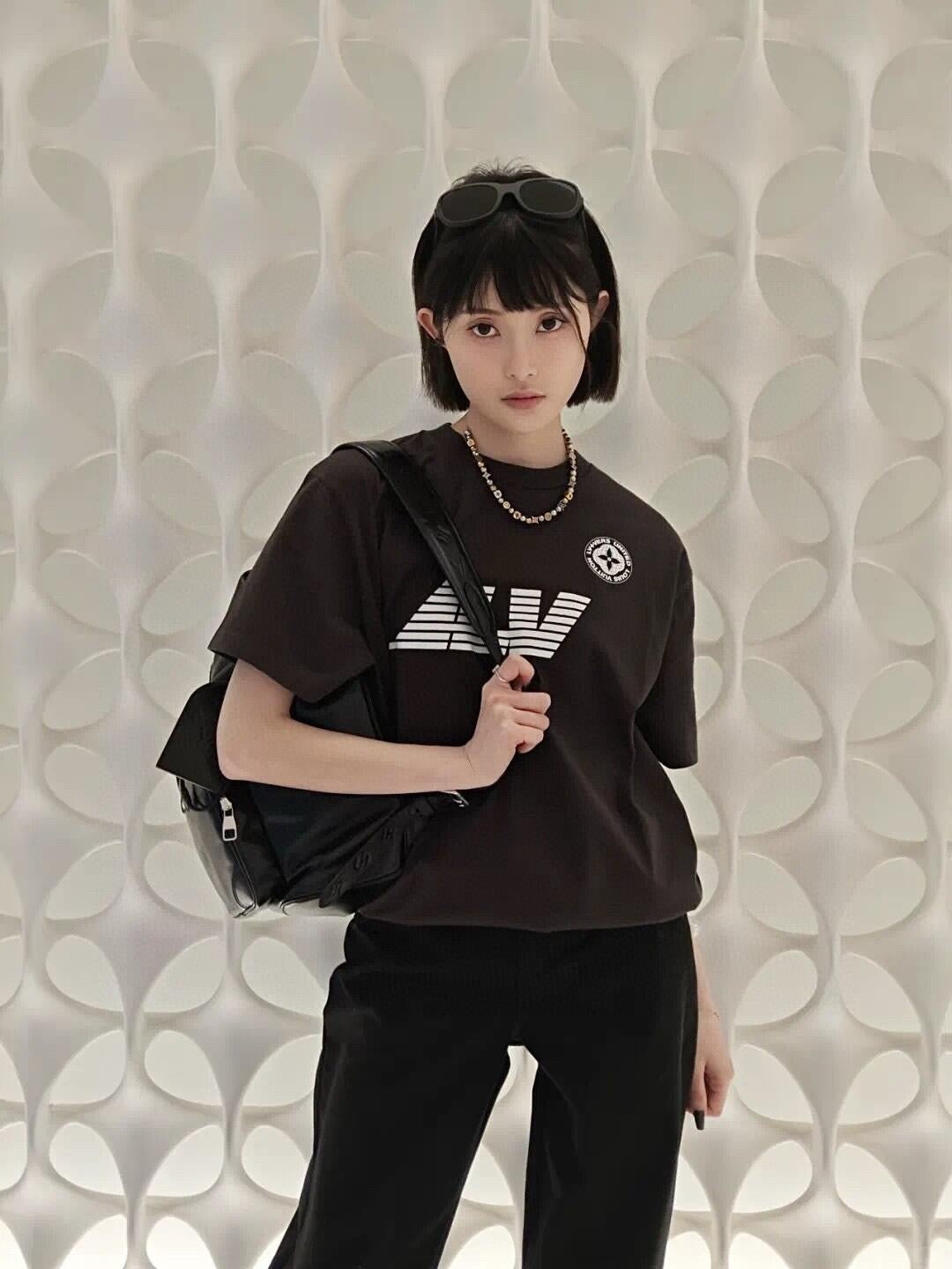 사슬 / 루이비통 남성 여성 프린트 라운드 반팔 티셔츠