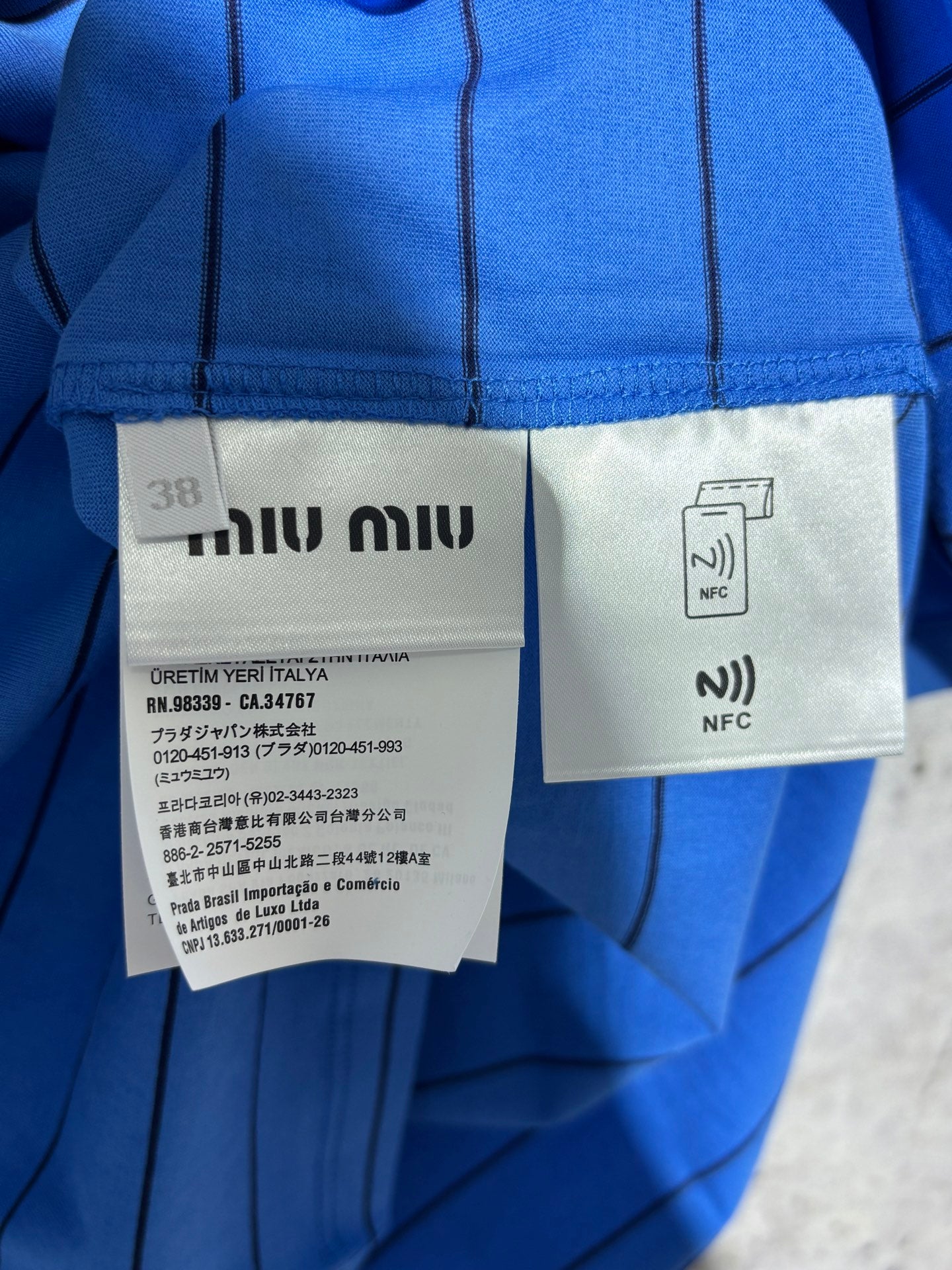 사슬 / 미우미우 남성 스트라이프 라운드넥 반팔 티셔츠