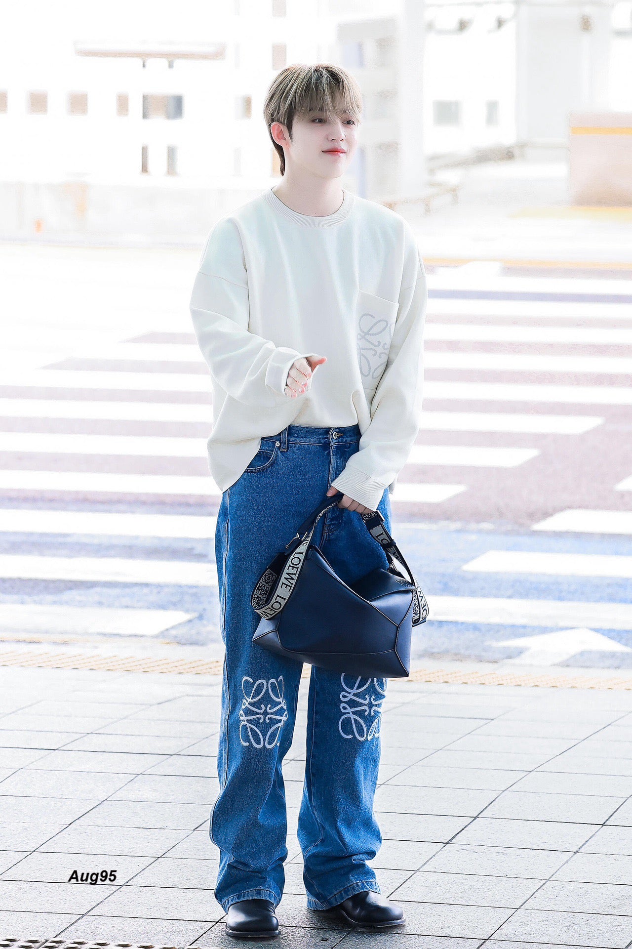 사슬 / 로에베 남성 여성 와이드 데님 팬츠